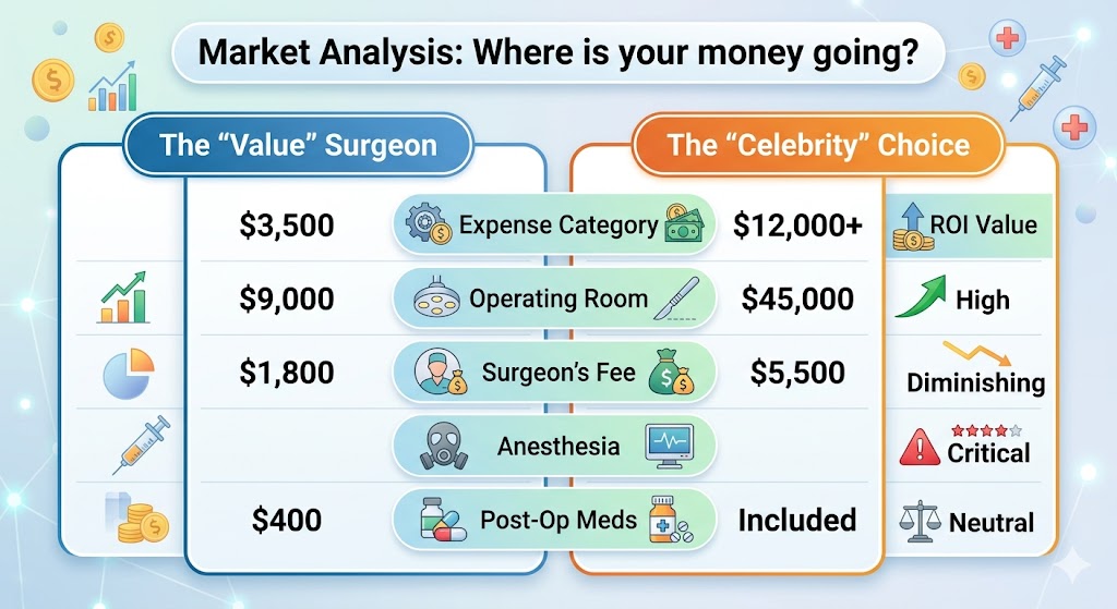 cosmetic surgery market analysis on various procedures infographic