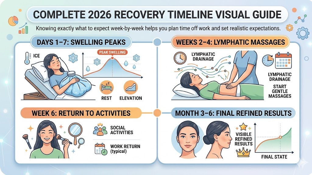 cosmetic surgery recovery timeline infographic
